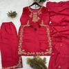 Charismatic Embroidered 3-Piece Silk Straight Kurta Pant Set
