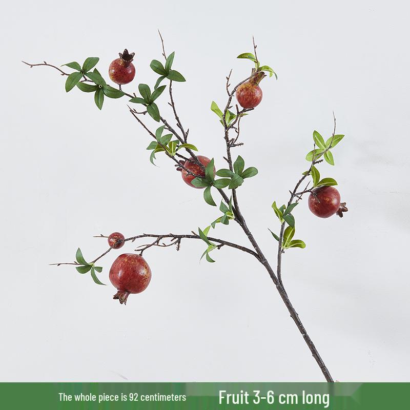 Pomegranate and Persimmon Artificial Flower Branch for Living Room or Dining Table Decoration