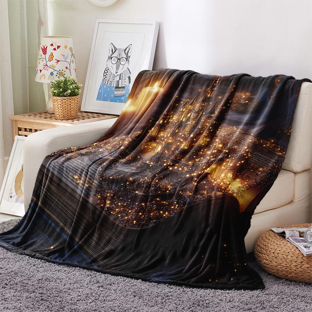 Glowing Books  Print Flannel Blanket, High Quality Comfortable for All Seasons, Home Decor, Warmth and Comfort