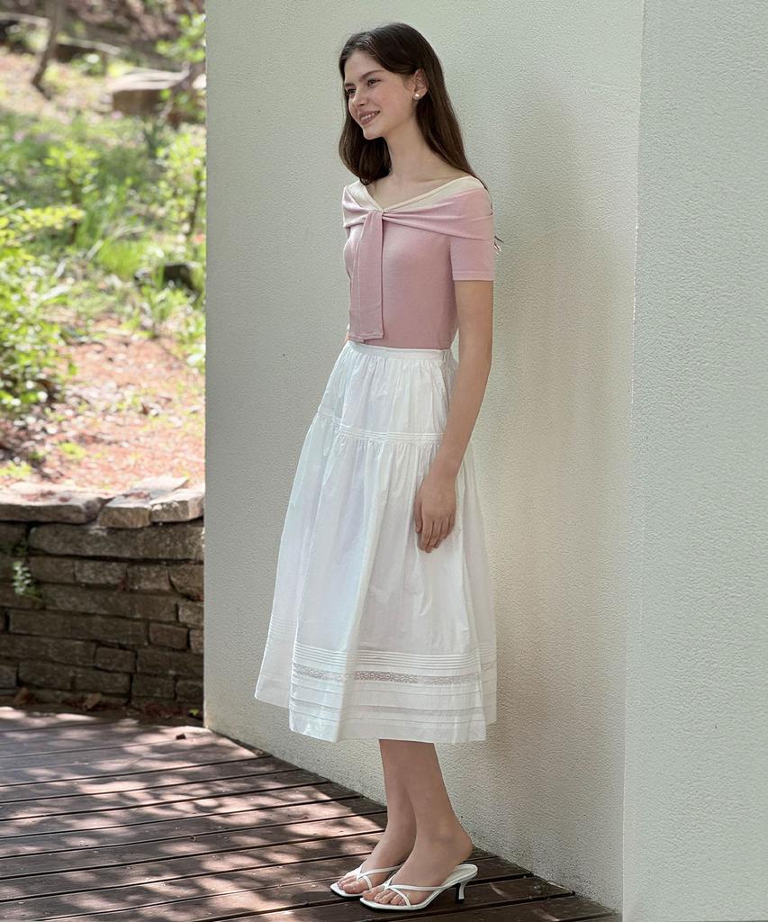 Rotre Domin Letter Lace White Skirt