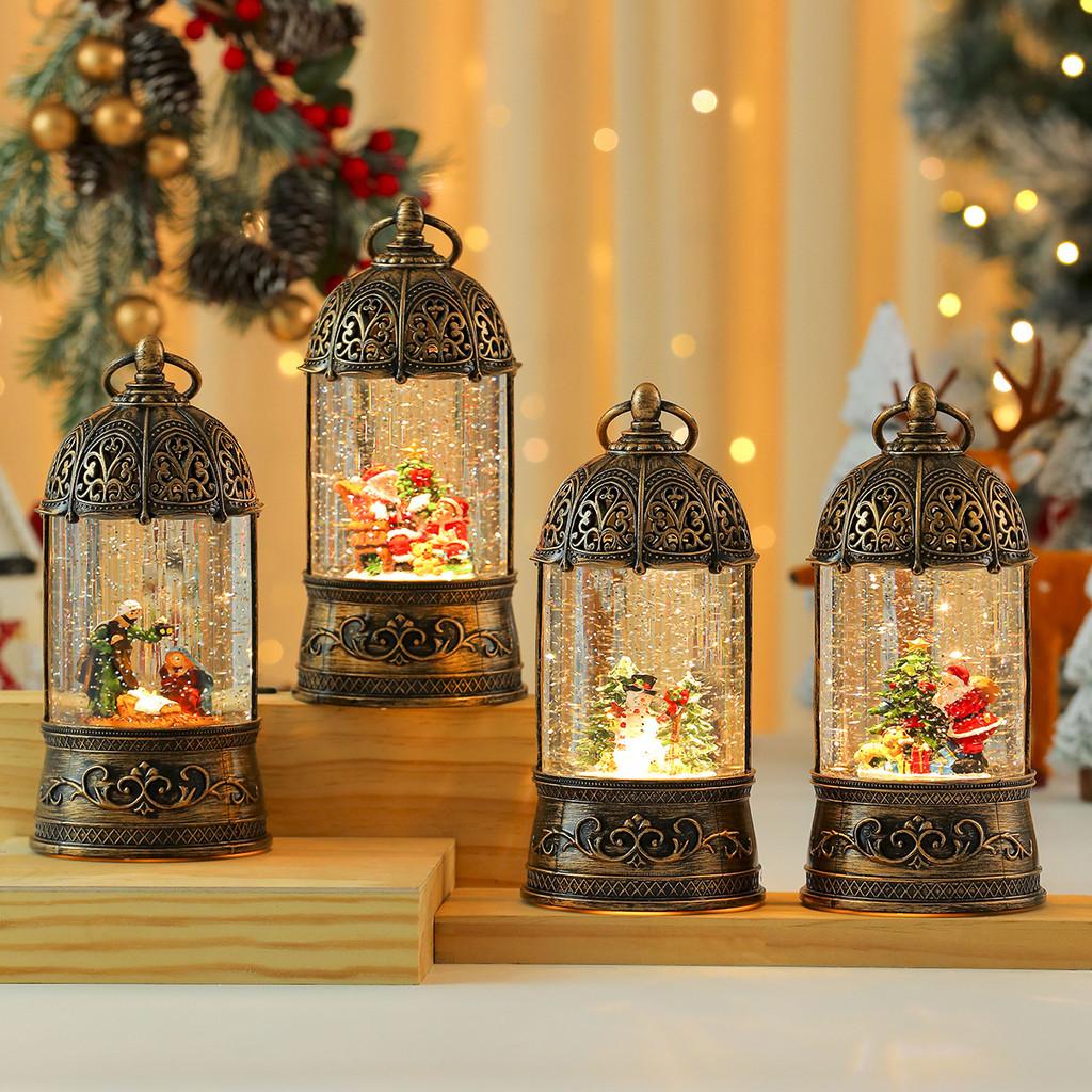 Christmas Music Box Golden Bird Cage Ornament With Santa Claus And Snowman Decor For Holiday Gift