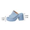 Fashion Casual 2025 Polka Dot Design Blue Slippers Women New Square Toe Thick Bottom Sandal Woman Summer Comfort Thick Sole Slides Mujer