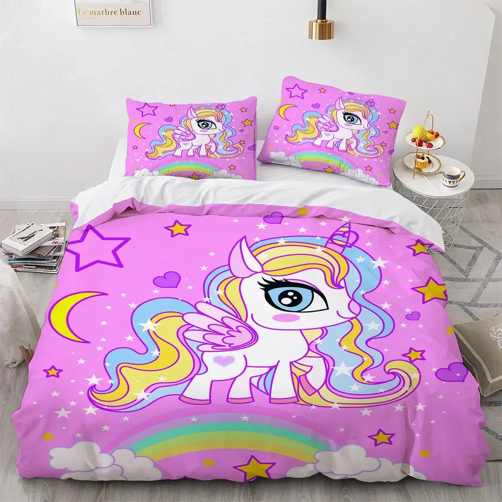 Carton Unicorn Comfortable Quilt Cover Set Children Kids Winter Soft Duvet Cover Sets ,twin Ful Quen King Bedrom Set Home Textile House De Couete