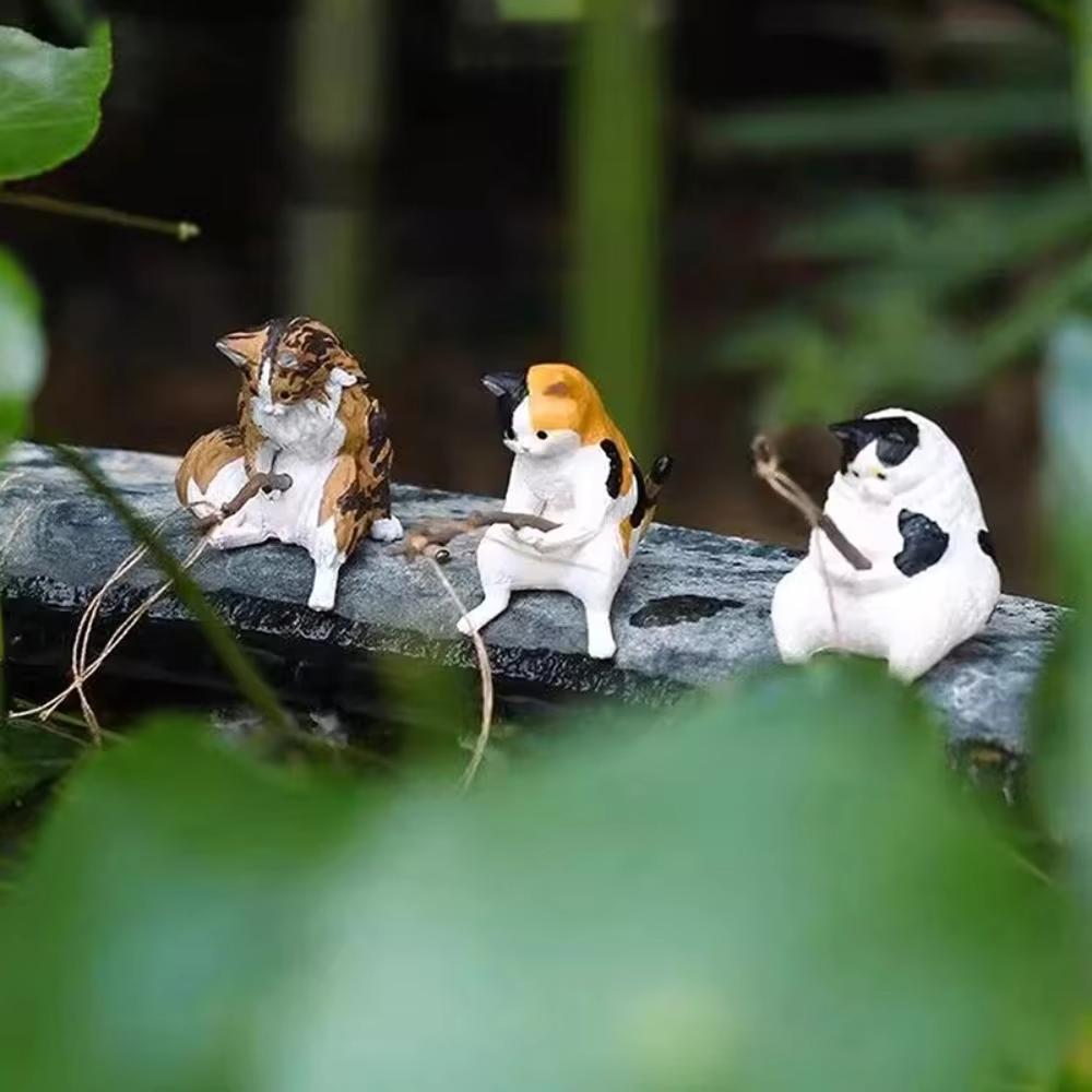 Fish Tank Fishing Cat Hanging Creative Landscape Decoration Office Decoration Fishing Mini Decoration Micro Landscape