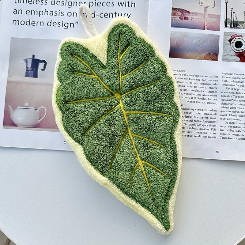 Soft Double-Layer Leaf Style Hand Towel Thickened Absorbent Hanging Hand Cloth Speed Dry Handkerchief Rag