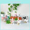 Wooden Handcrafted Carved Cat Figurine Cute Bell Desk Decor For Gifts And Home Office