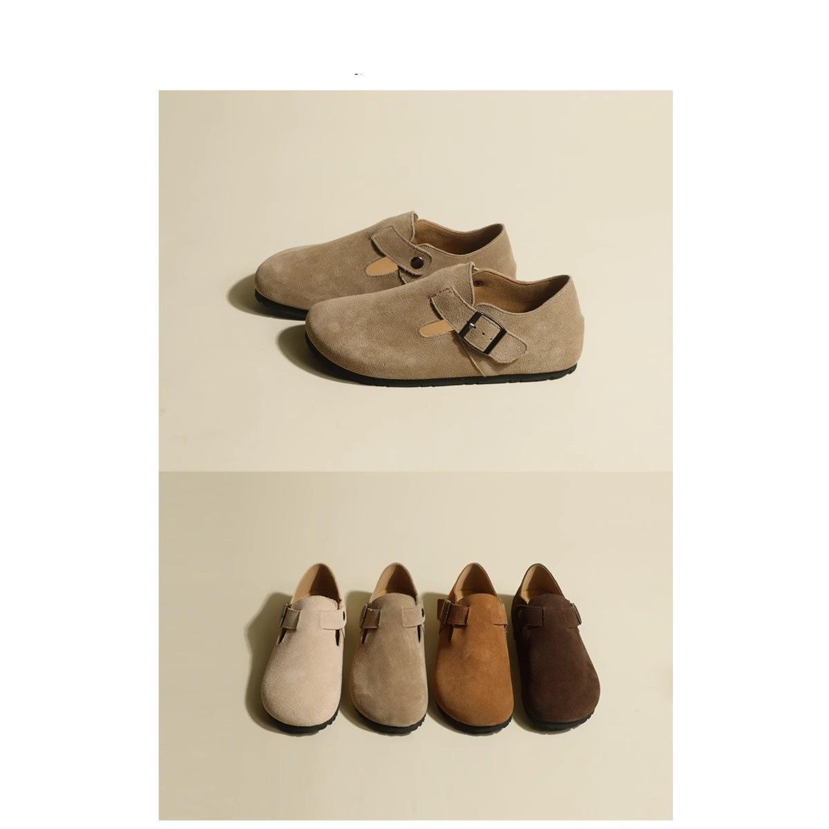 

Gu Yunshu Single shoe матовые 2024 весна ретро Birkenstocks женские повседневные туфли с одной педалью плоские шапочки женские 35