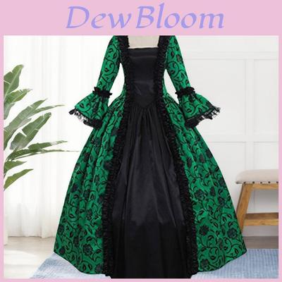 Elegant Vintage Floral Print Maxi Dress With U Neckline And Long Flared Sleeves In Multiple Colors
