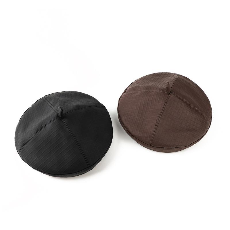 Beret PU Leather British Retro Style, Autumn And Winter New Women'S Black Berets Hat Painter Cap Female