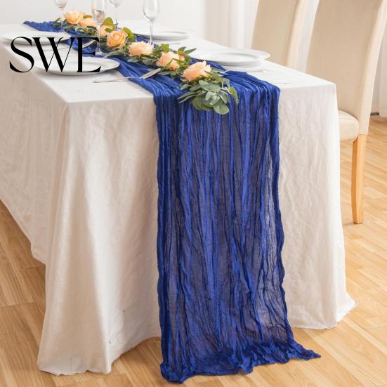 Rustic Table Runner Tablecloth Soft Washable Non-Fading Hand-dyed Wedding Party Decoration