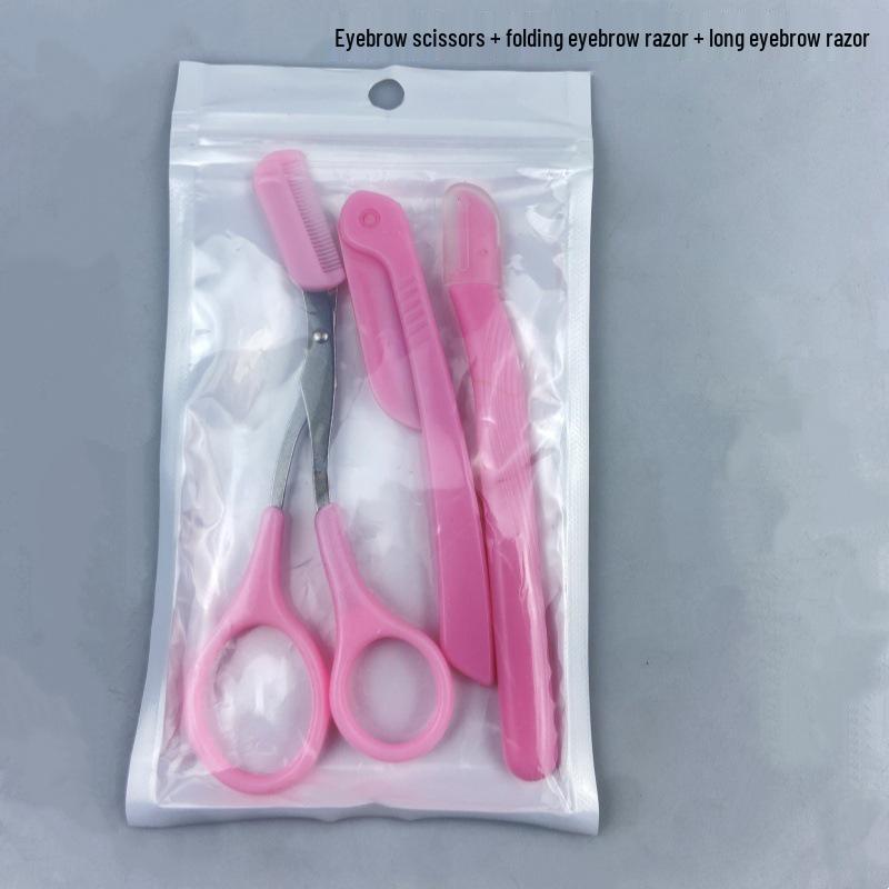 3-Piece Eyebrow Trimming Set with Scissors, Comb, and Small Trimmer