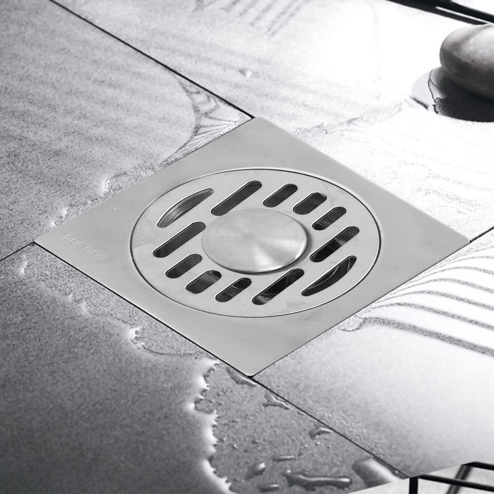 Self Sealing Floor Drain Square Shower Drain Compact Design Floor Strainer  Bathroom