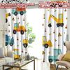 2D FLAT PRINTING 2pcs Curtains (Without Rod) Construction Vehicles Playful Modern Curtains Roller Blinds Versatile 100%