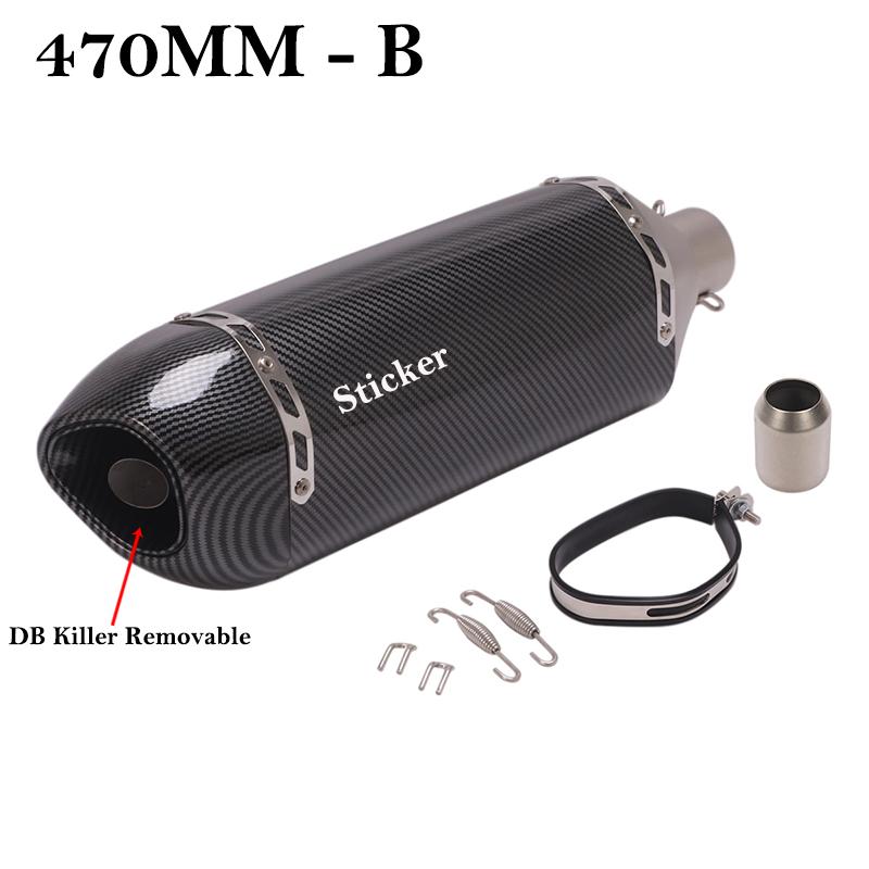 470MM 570MM Universal Motorcycle Exhaust Pipe DB Killer Muffler For Honda PCX125 150 Z900 R6 TMX530 CB500 R1 Tenere700 XTZ700 B-470MM