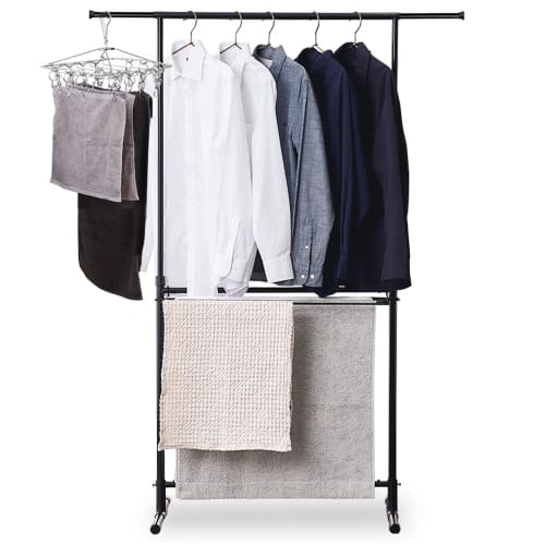 IRIS OHYAMA STMH-790 Resin Clothes Dryer, Easy Assembly Style, Folds Up and Can Be Used As a Towel Hanger, Black