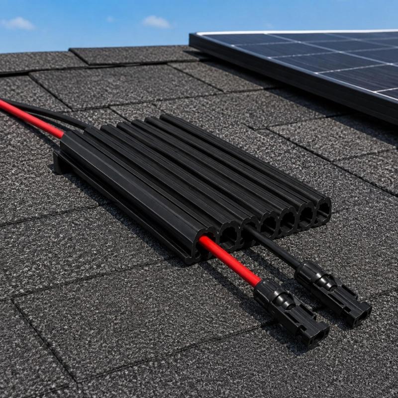 Solar Cable Routing Guide 7 Channel Flexible Roof Wire Guide with Ribbed Body for Solar Panel Wire Separation across Roof Surfaces