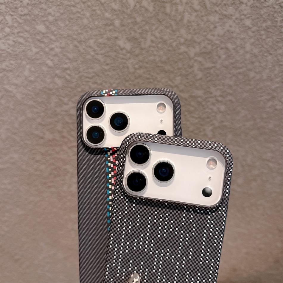 Carbon Fiber Phone Case For iPhone 11 12 13 14 15 16 17 Air  Pro Max Plus Kevlar Texture Hard Plastic Shell Shockproof Protective Cover Fundas