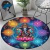 Lotus Meditation Circular Rug Office Decorative Carpet For Living Room Bedroom Door Mat Floor Carpet Computer Chair Area Rug Viking Theme Decor