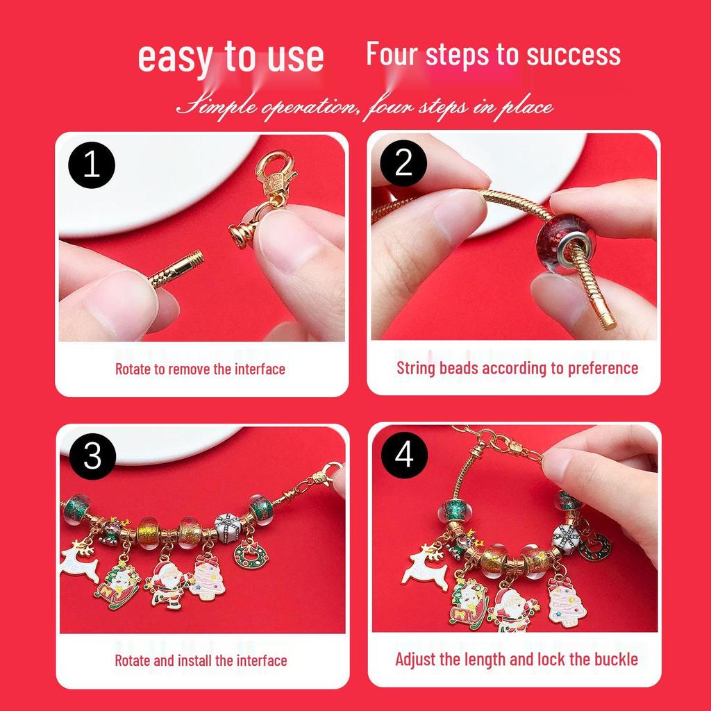DIY Children's Christmas Bracelet Set: Educational Beading Game & Jewelry Blind Box Gift.