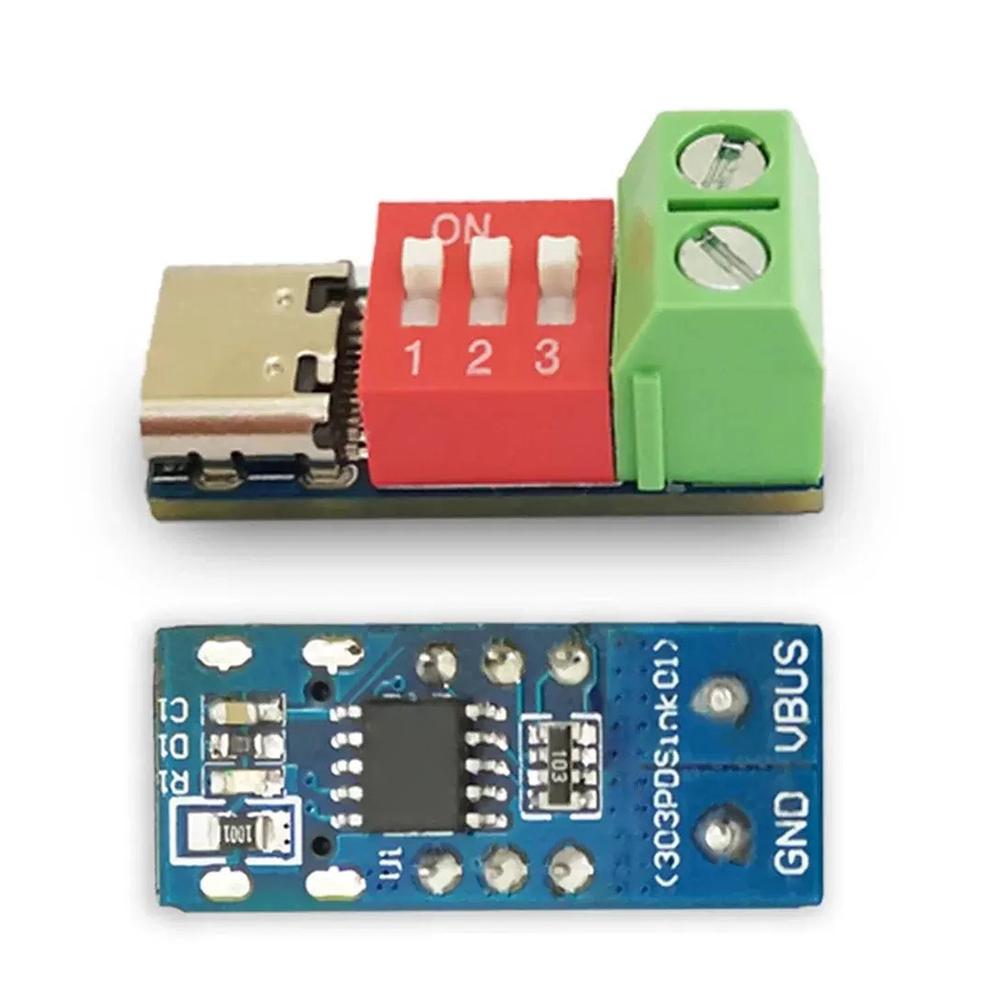 PD Fast Charging 5V~20V DIP Switch Adjustable DC Voltage Power Supply Module Blue Green 11 * 28mm Size
