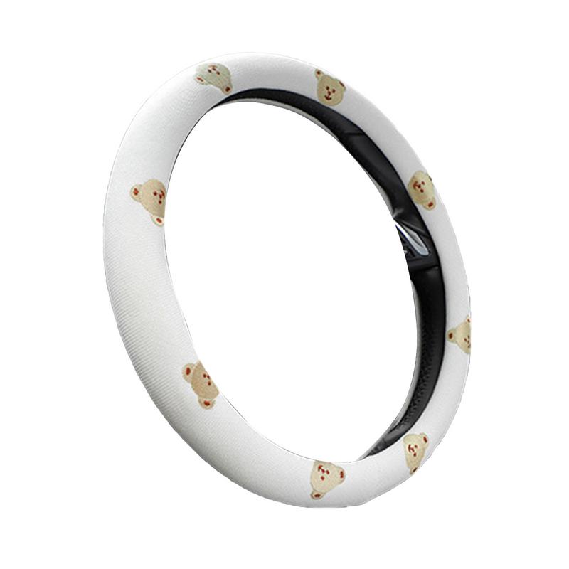 

Bear Cartoon Steering Wheel Cover Flower And Bear Steering Wheel Cover Car Accessories Decoration For Women Girls белый