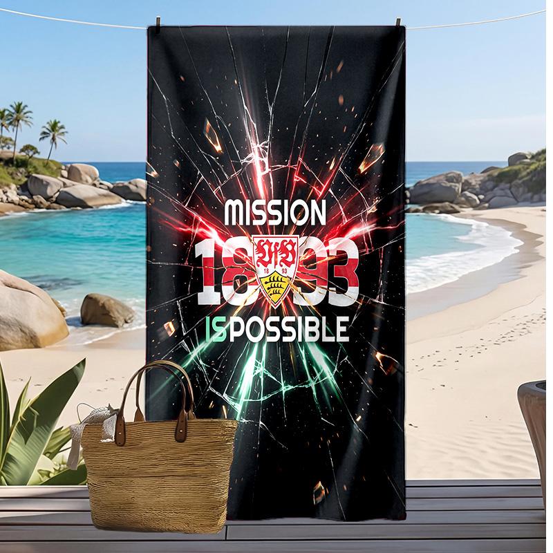 Serviette de Plage Imprimée VfB Stuttgart, Grande Serviette Douce à Séchage Rapide pour Plage Camping Natation