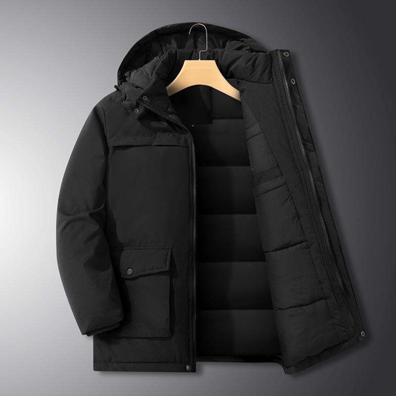 Men's Winter Middle-Aged And Elderly Cotton Coat Business Casual Mid-Length Cotton Coat Warm Comfortable Outerwear Coat