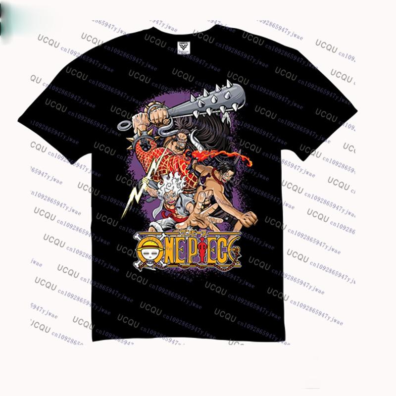 ONE PIECE Joint Short-sleeved T-shirt Luffy Gear5 Night Cotton Men's and Women Oversize Fashion Bandai Cosplay Tshirt Kid/Adult