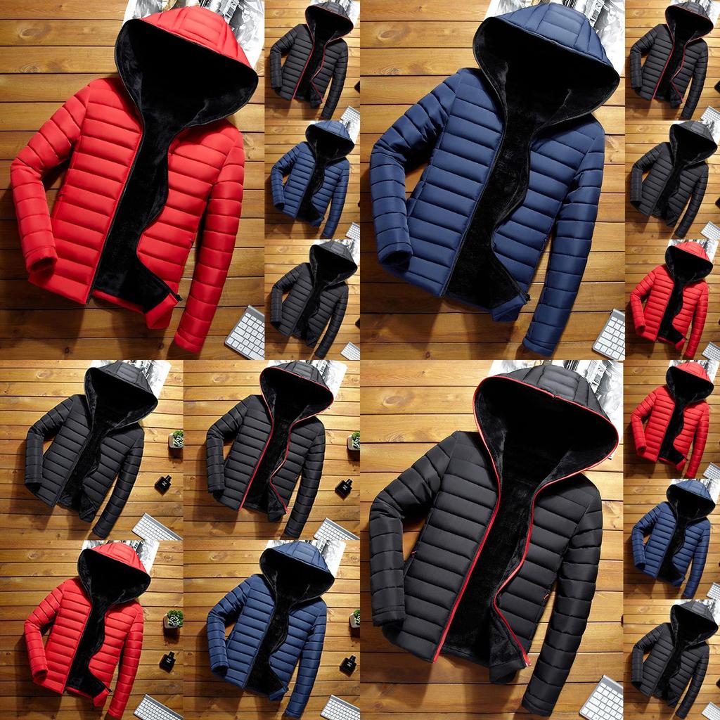 Stylish Men's Hooded Padded Coat Jacket For Winter With Warm Bubble Design
