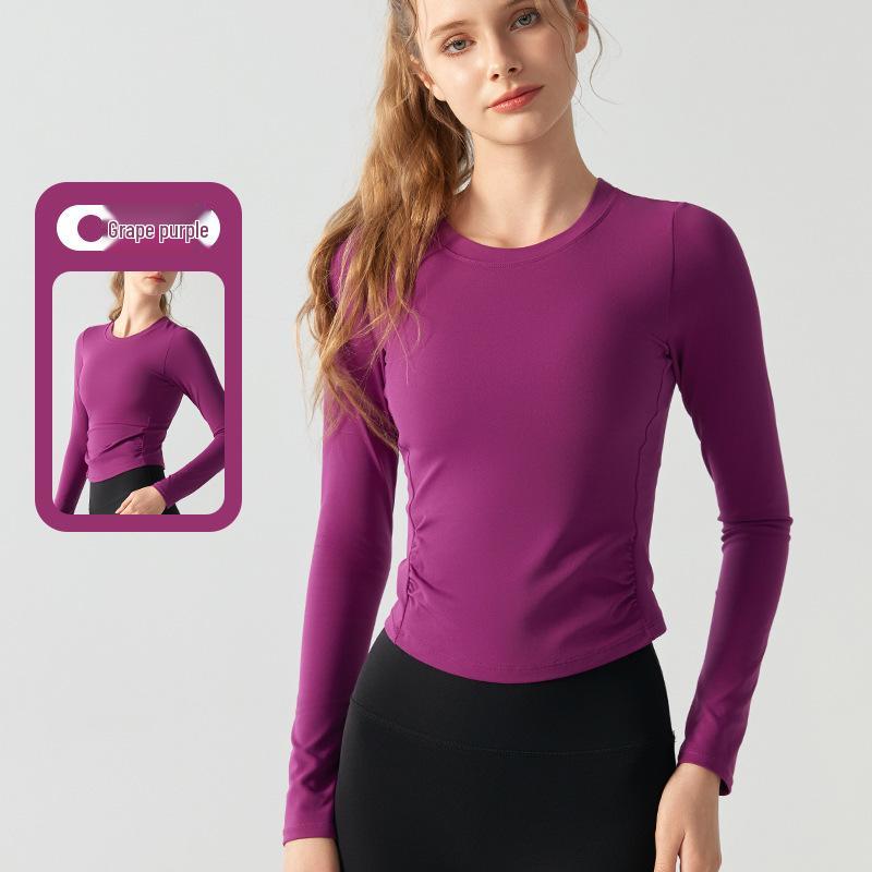 

Women s Long Sleeve Yoga Top, Casual Round Neck Base Layer, Slimming, Quick-Dry Sportswear for Running & Fitness Large