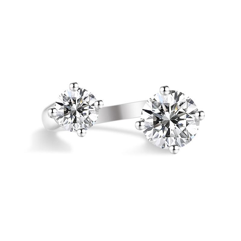 

2026 Fashion Colored Treasure Women s Ring Double Diamond Eight Hearts Eight Arrows Plated S925 Silver High-end Jewelry Resizable