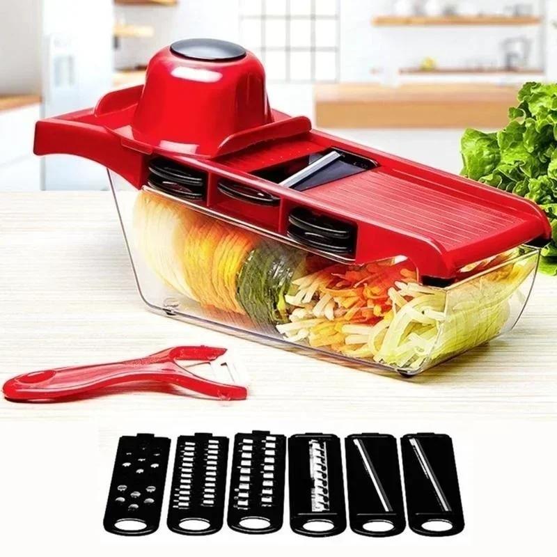 Kitchen Tools 6 In 1 Vegetable Slicer and Cutter with Steel Blade Slicer Potato Peeler Carrot Grater Dicer Portable Accessories