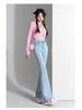 Women's High Waist Light Blue Retro Flare Jeans - Petite Stretch Skinny Fit