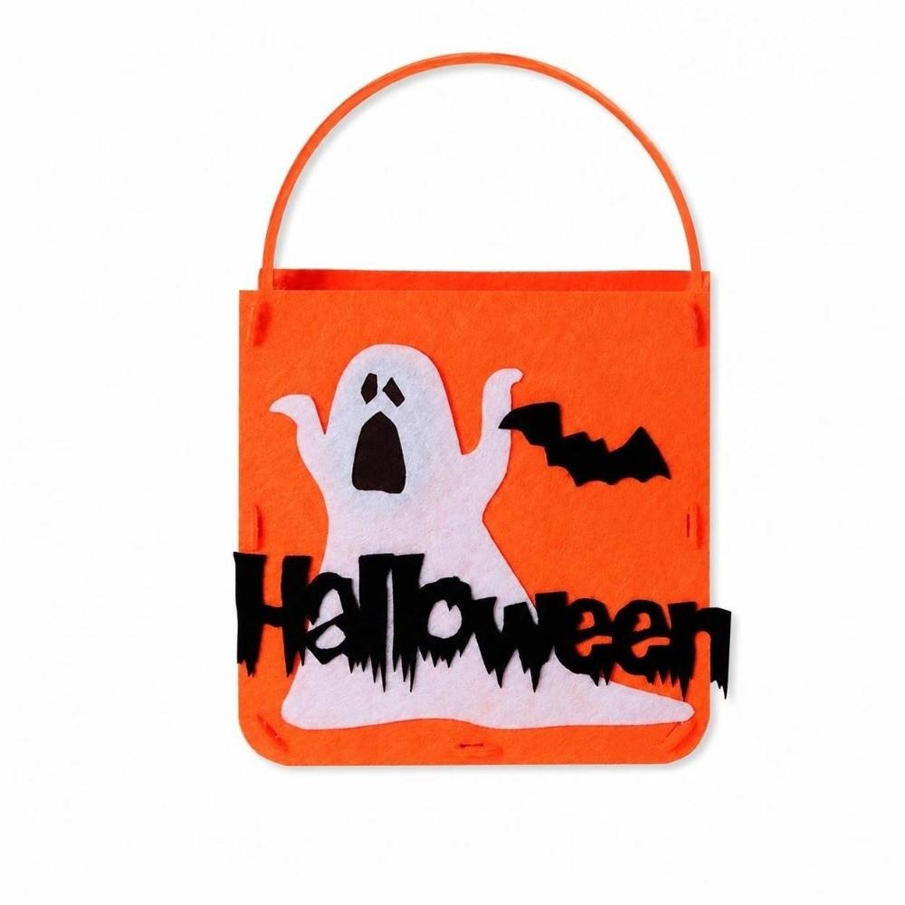 Spooky Design Pumpkin Ghost Bag Reusable Felt Candy Carrier  Costume Party