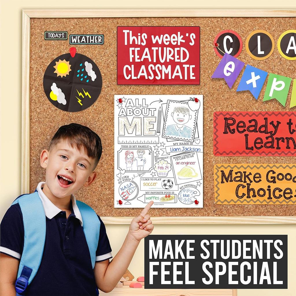 Hadley Designs All About Me Posters Elementary - 20 Star of The Week Poster, All About Me Posters Preschool & Kindergarten, Star Student Poster,