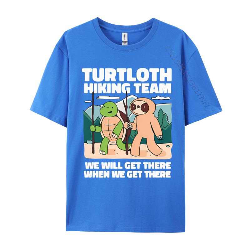 Funny Turtle And Sloth Hiking Camping T Shirt Men Tee Premium Cotton Anime Printed Tshirts Oversize Top Tees