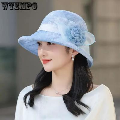 Elegante Faltbare Hüte aus Netzstoff für Damen, große Krempe, einfarbig, lässig, vielseitig, Sonnenschutz, Strandhüte für den Sommer