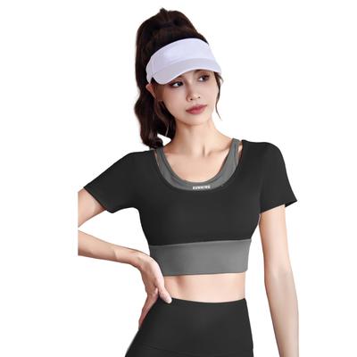 MORGEN SKY Short Sleeve Sports Bra with Yoga Fitness No YD035 Women's Cups, Wear, Wear, Tennis, Golf, Gym, Bounce, Fitness, Training, Running,