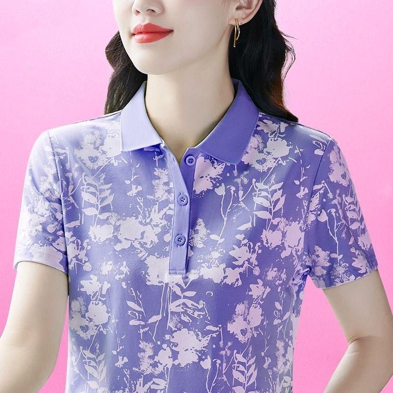 Polo Shirt T-shirt Floral Shirt Short-sleeved Summer New Fashionable Summer Shirt Printed Slim Top