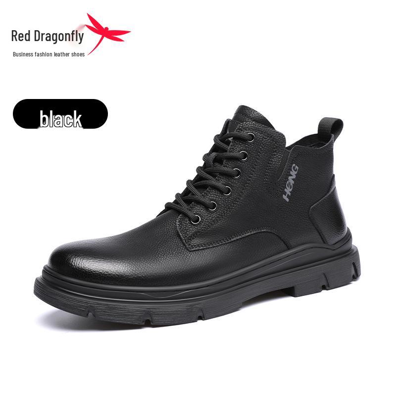 Red Dragonfly Men s Genuine Leather British-Style Mid-Top Work Boots 38