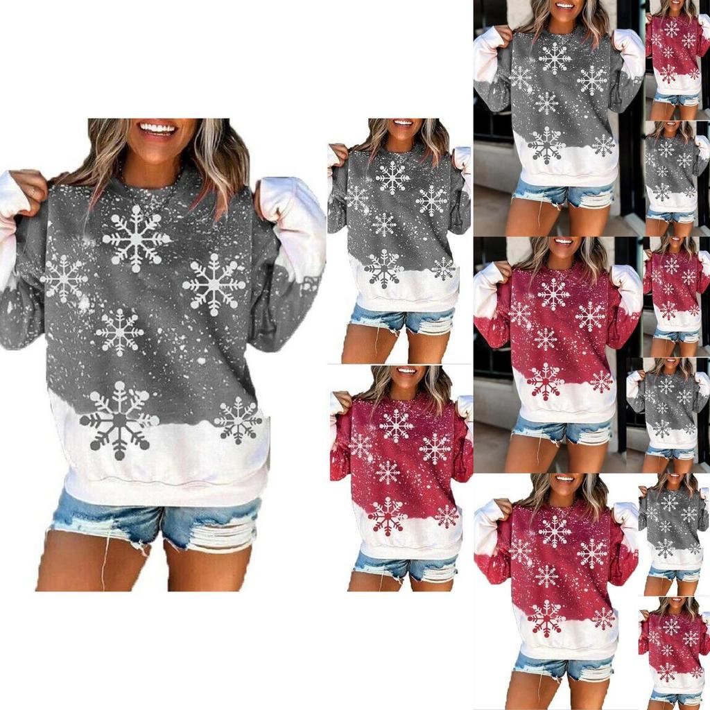 Stylish Christmas Snowflake Hoodie For Women Featuring Santa Claus Design In Grey And Red