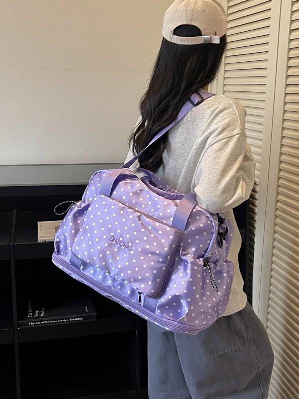 Korean Polka Dot Commuter Shoulder Bag – Large Capacity Wet/Dry Fitness & Travel Bag
