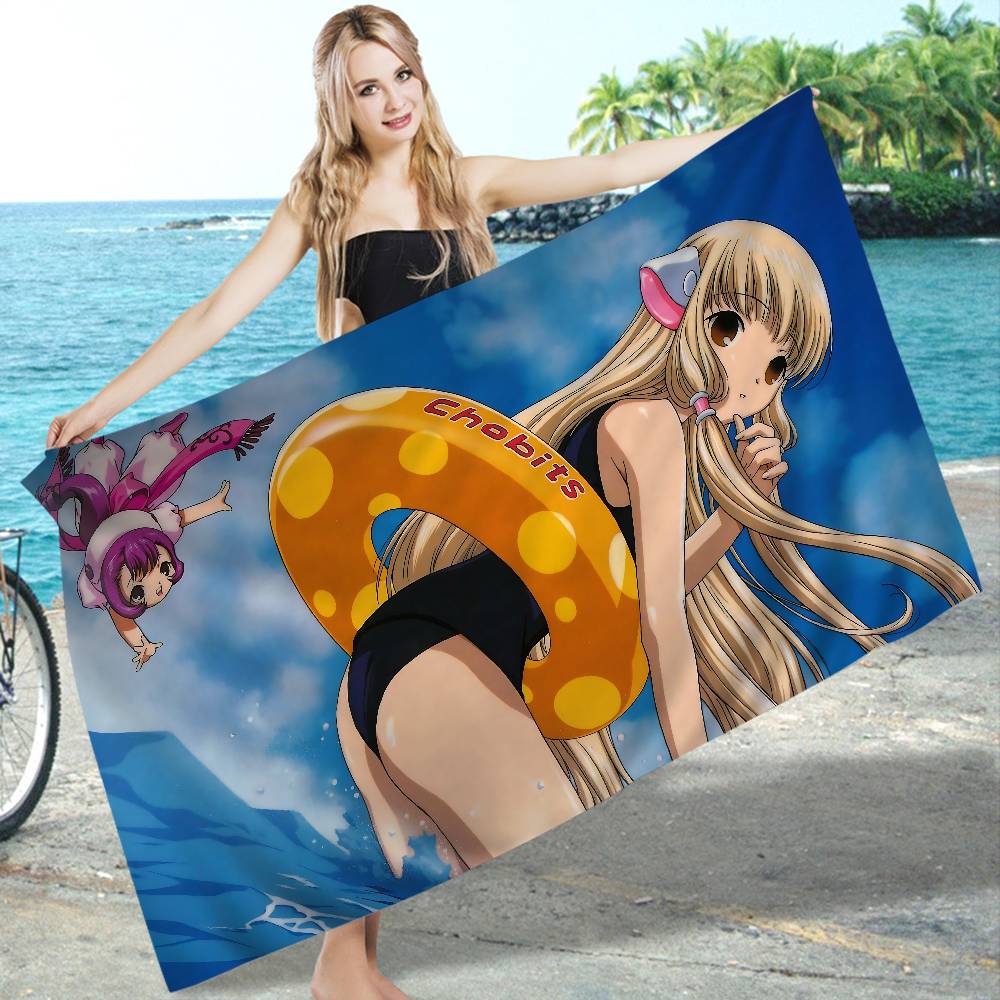 Classic Cute Anime C-Chobits Microfiber Blanket Quick Drying Beach Towels Oversized Printing Super Absorbent Pool Towel Blanket