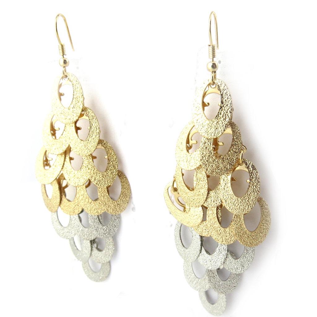 Les Trésors De Lily [N1168] - Silver-gold 'Choreography' Designer Loops (geometric)