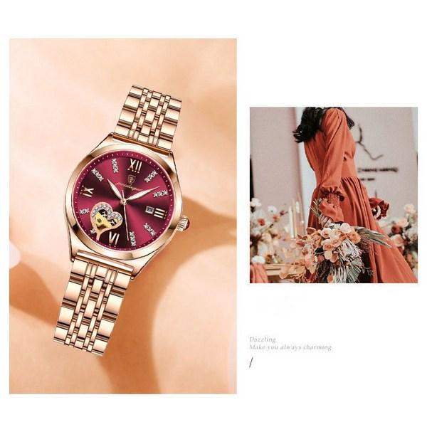 Ceas de mână de lux pentru femei, rezistent la apă, cu calendar, cuarț, cu brățară metalică, ceasuri populare coreene