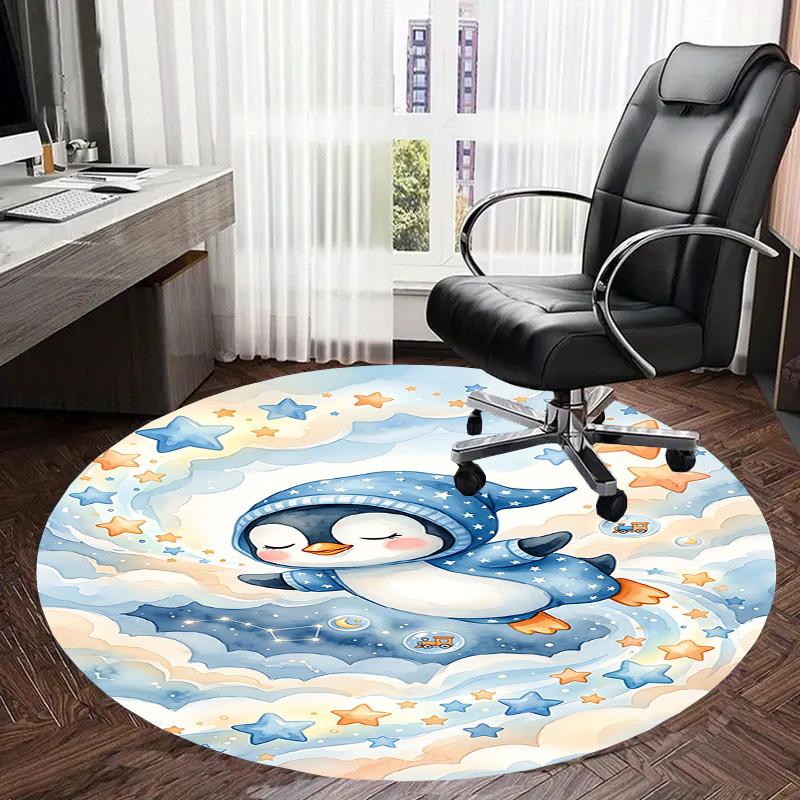 1PC Penguin Non-Slip Floor Round carpet, Office, family, bedroom, Large Area Rug Indoor Rugs,  Durable PolyesterH0353