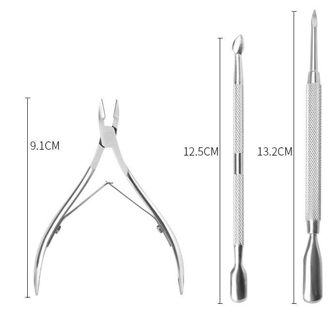 Manicure Cuticle Cutter Steel Pusher 3pcs/Set,Nail Supplies,Nail Tools,Nail Art Tools For Press On Nails