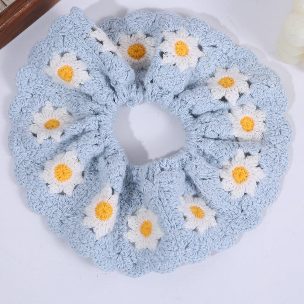 

Elastic Knitted Hair Rope Bohemian Style Ponytail Hair Band Crocheted Flower Scrunchies Women Style 1
