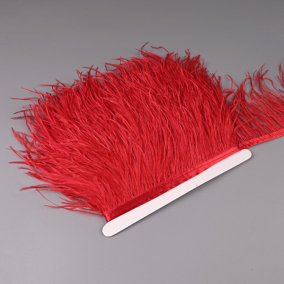 Feather10-15cm Ostrich Feathers Trim Plumes Ribbon Selvage For DIY Wedding Dress Decoration Handiwork Crafts Accessories