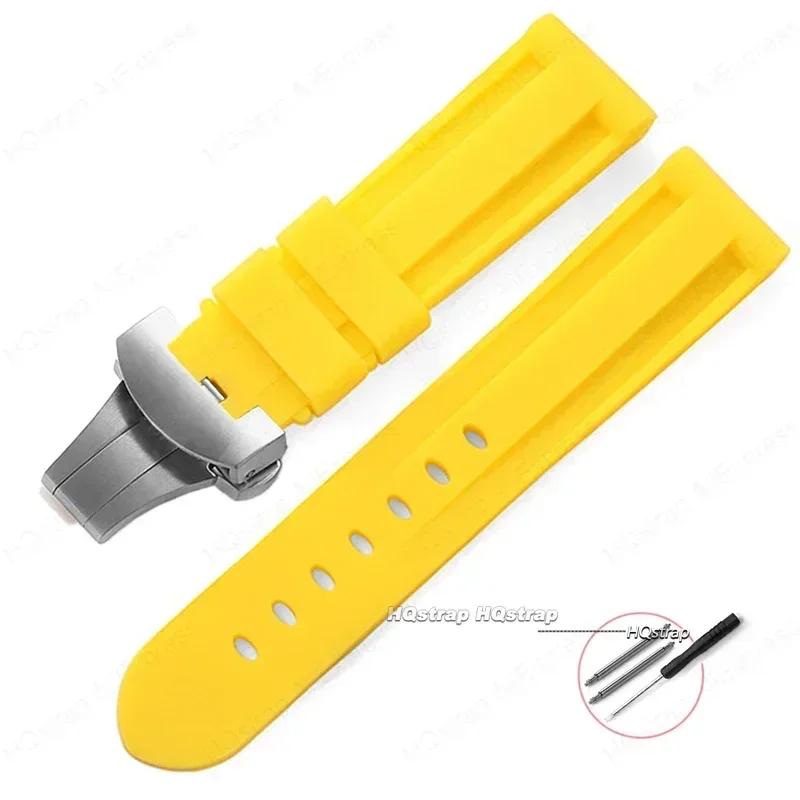 

Butterfly Buckle Rubber Strap 22mm 24mm for Panerai Watch Band Silicone Bracelet Replacement Straps Men Wristband Accessories 22mm&NO LOGO